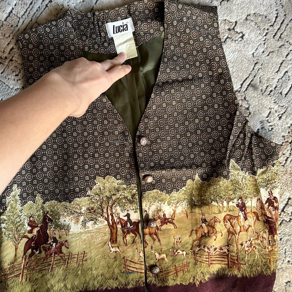 Lucia Brown Equestrian Print Vest